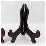 Two Vintage Wooden Display Stands with Curved Feet - Folding Easel/Picture Frame Stands