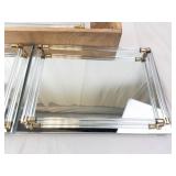 Hudson 43 Wood Tray with Mirror Glass Display Trays - Vintage Mid-Century Modern Set- For Vanity (Group of 4)