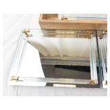 Hudson 43 Wood Tray with Mirror Glass Display Trays - Vintage Mid-Century Modern Set- For Vanity (Group of 4)