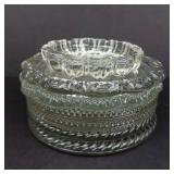 7 Clear Glass Display Plates - Assorted Edge Patterns
