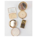 Vintage Gold-Tone Makeup Compacts - 4-Piece Enamel & Mirror Collection