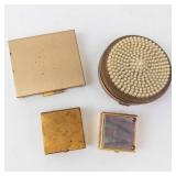 Vintage Gold-Tone Vanity Set with Beaded Round Powder Compact, Photo Album & Mini Boxes