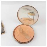 Vintage Gold-Tone Vanity Set with Beaded Round Powder Compact, Photo Album & Mini Boxes