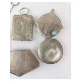 Vintage Silver-Tone 5-Piece Vanity Set - Cigarette Cases & Powder Compacts