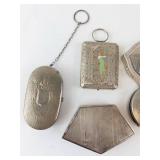 Vintage Silver-Tone 5-Piece Vanity Set - Cigarette Cases & Powder Compacts