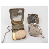 Vintage Silver-Tone 5-Piece Vanity Set - Cigarette Cases & Powder Compacts