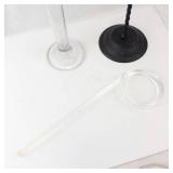 Hat Stands - Clear Glass & Black Metal Display Stands (2-Piece)