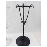 Hat Stands - Clear Glass & Black Metal Display Stands (2-Piece)