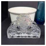 Glassware Collection: Diamond-Pattern Lidded Candy Dish Cover, Flower Bowls, Rectangular Pattern Box Lid