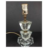 Glass Table Lamp - Art Deco-Inspired Stacked Prism Base, Brass Stem -Untested