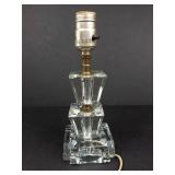 Glass Table Lamp - Art Deco-Inspired Stacked Prism Base, Brass Stem -Untested