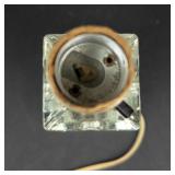 Glass Table Lamp - Art Deco-Inspired Stacked Prism Base, Brass Stem -Untested