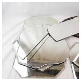 Ornate Oval Wall Mirror with Carved Frame - Geometric Mirror Panels Salvage (13 Total)