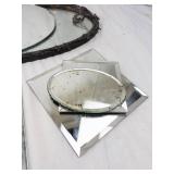 Ornate Oval Wall Mirror with Carved Frame - Geometric Mirror Panels Salvage (13 Total)