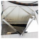 Ornate Oval Wall Mirror with Carved Frame - Geometric Mirror Panels Salvage (13 Total)