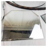 Ornate Oval Wall Mirror with Carved Frame - Geometric Mirror Panels Salvage (13 Total)