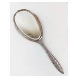 Hand Mirror - Vintage Silver-Tone Engraved Handle