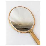 Brass Round Hand Mirror - Blue Patina on Back, Vintage Vanity Accessory