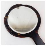 Vintage Tortoiseshell Round Hand Mirror With Long Handle