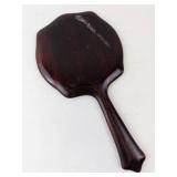 Hand Mirror - Vintage Round Glass in Dark Mahogany Wood Frame