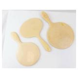 Beige Round Handheld Vanity Mirrors (Lot of 3)