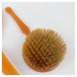 Orange Plastic Vanity Mirror & Brush Set - 2-Piece