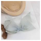 Vintage Hat Trio - Black Velvet Cloche With Veil, Beige Straw Hat, Brown Fur Muff