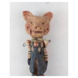Poliwoggs Primitives Folk Art Pig - Vintage Hand-Painted Figurine