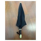 Rain-O-Sol Umbrella - Vintage 8-Panel Black Nylon Canopy, Ivory Look Hook Handle