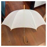 Umbrella - Wooden Hook Handle, White Canopy, 8-Panel