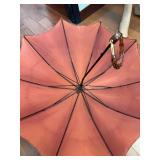 Vintage Umbrella - Brick-Red Canopy with Tortoiseshell Handle