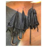 Vintage Umbrellas - Assorted Black Canopies with Wooden Handles (Used/Torn)