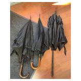 Vintage Umbrellas - Assorted Black Canopies with Wooden Handles (Used/Torn)