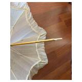White Parasol Umbrella with Bamboo Shaft - 8-Rib Canopy, Decorative