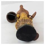 Poliwoggs Bear Figurine - Vintage Primitive Art, Yellow Dress with Bucket & Shovel