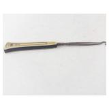 Antique Button Hook With Ivory Colored Handle, Inlaid Decor, 19th-20th Century