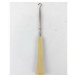 Antique Button Hook With Ivory Colored Handle, Inlaid Decor, 19th-20th Century