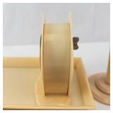 Desk Set - Celluloid Beige with Clock, Perfume Bottle, Vase & Tray
