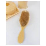 Celluloid Vanity Set - Cream Yellow Powder Jars, Tray, Cup & Brush (Vintage)