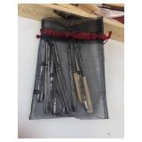 Antique Manicure Set in Ivory Colored Box with Engraved Metal Tools