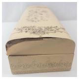 Antique Manicure Set in Ivory Colored Box with Engraved Metal Tools