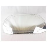 Vintage Floral-Etched Glass Wall Mirror - Irregular Octagon