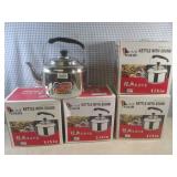 (EW6) 4 New Stainless Steel Kettles...