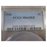 (CNTR) Graded 1941 Wheat Penny MS65...