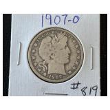 1907-O Barber Half Dollar