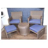 5-Piece Wicker Patio Set with Cushions