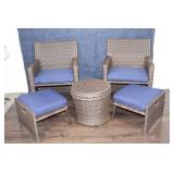 5-Piece Wicker Patio Set with Cushions