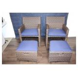 5-Piece Wicker Patio Set with Cushions