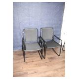 Set of 2 Black Metal Patio Chairs with Small Round Table