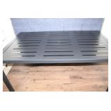 Rectangular Black Metal Outdoor Dining Table with Slatted Top